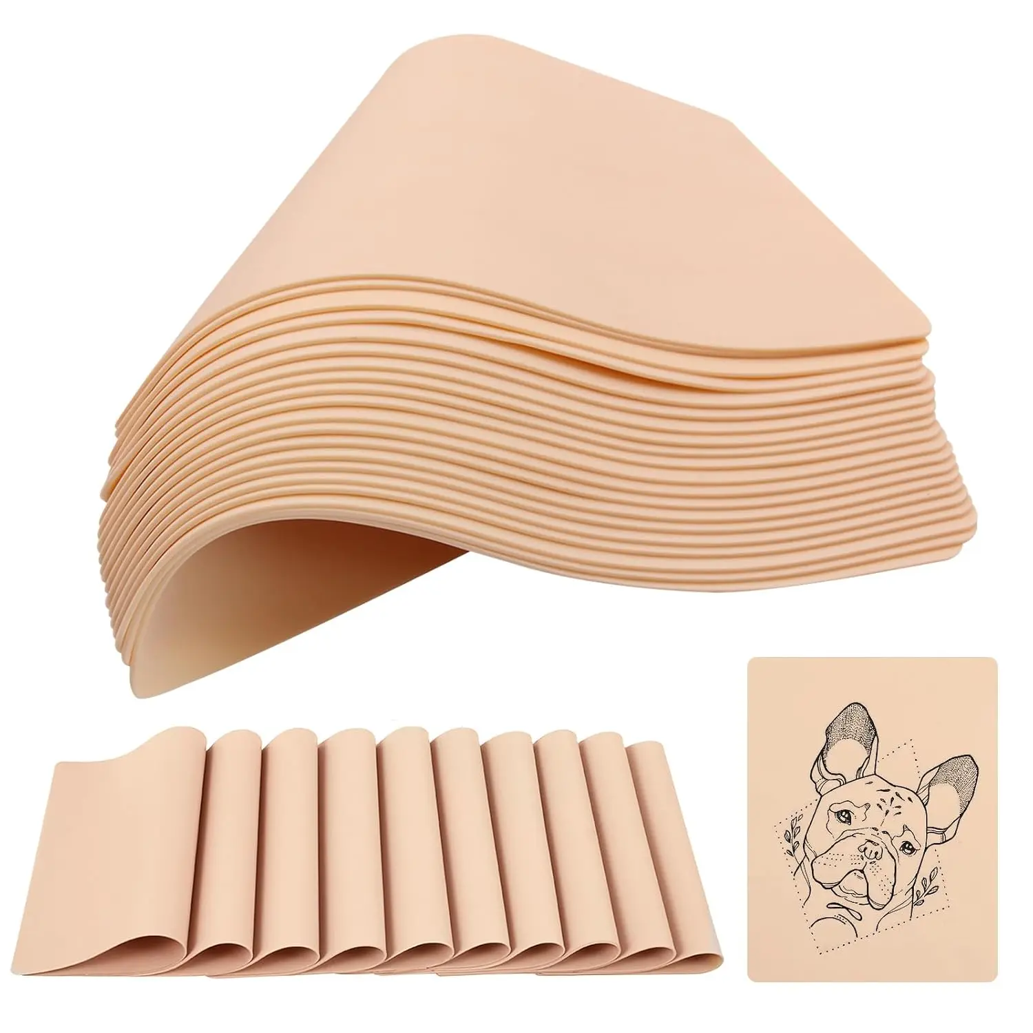 Blank Tattoo Practice Skin - 20Pcs Double Sides Fake Skin Tattoo Skin for Practicing, 8×6 in Soft Practice Skin for Beginners and Experienced Tattoo Artists individual package