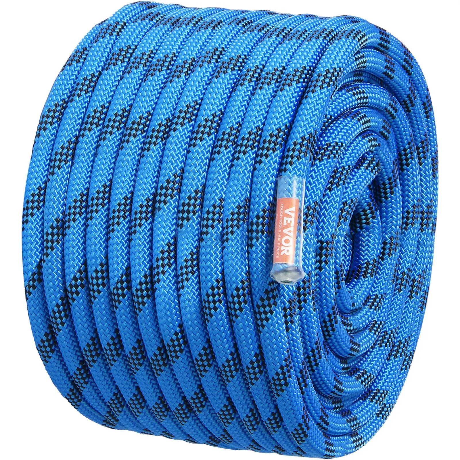 Spring new arrivals 12.7mm Static Climbing Rope, 45.7M(150ft) Outdoor Rock Climbing Rope 32KN Breaking Tension, Fiber Rope with Steel Snap Hooks for Escape, Rappelling, Fire Rescue, Blue wood grain easy cleanup