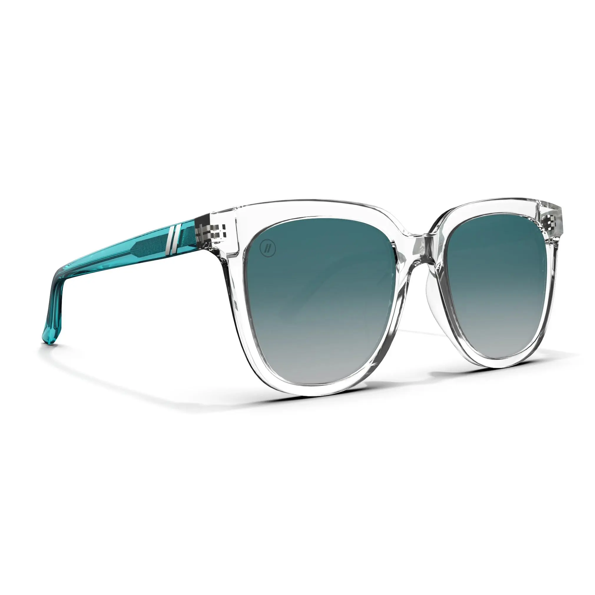 Grove Tropical Current | Blenders Eyewear | Women's Crystal Clear Frame Polarized Teal Gradient Lenses UV Protection Medium-Large Fit