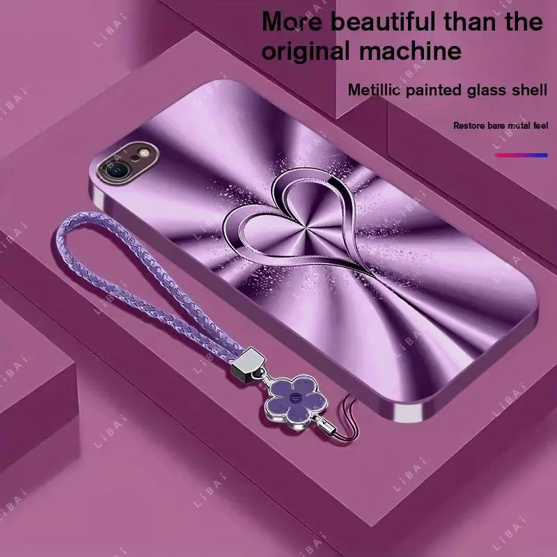 YM99 Drop-Proof Fingerprint-Proof Smartphone Case for iPhone SE 2, Free Handheld Lanyard Included, Multiple Colors Available, Cellphone Protection for Compatible Devices