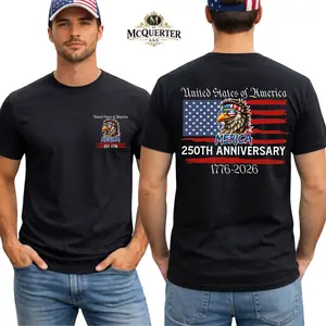 USA 250th Anniversary Shirt, 1776–2026 American Flag Eagle Graphic Tee, Patriotic 4th of July Back Print Shirt for Men and Women.
