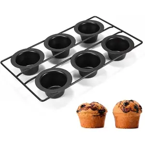 6 Cup Nonstick Popover Pans Large Deep Cupcake Muffin Tin Baking Pan for Baking Sets