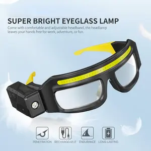 Flash & Finesse LED COB Headlamp Glasses - 2600mAh USB Rechargeable Motion Sensor Lights, 3-Mode Waterproof Hands-Free Outdoor Eyewear for Camping, Repairing, Festival Gifting