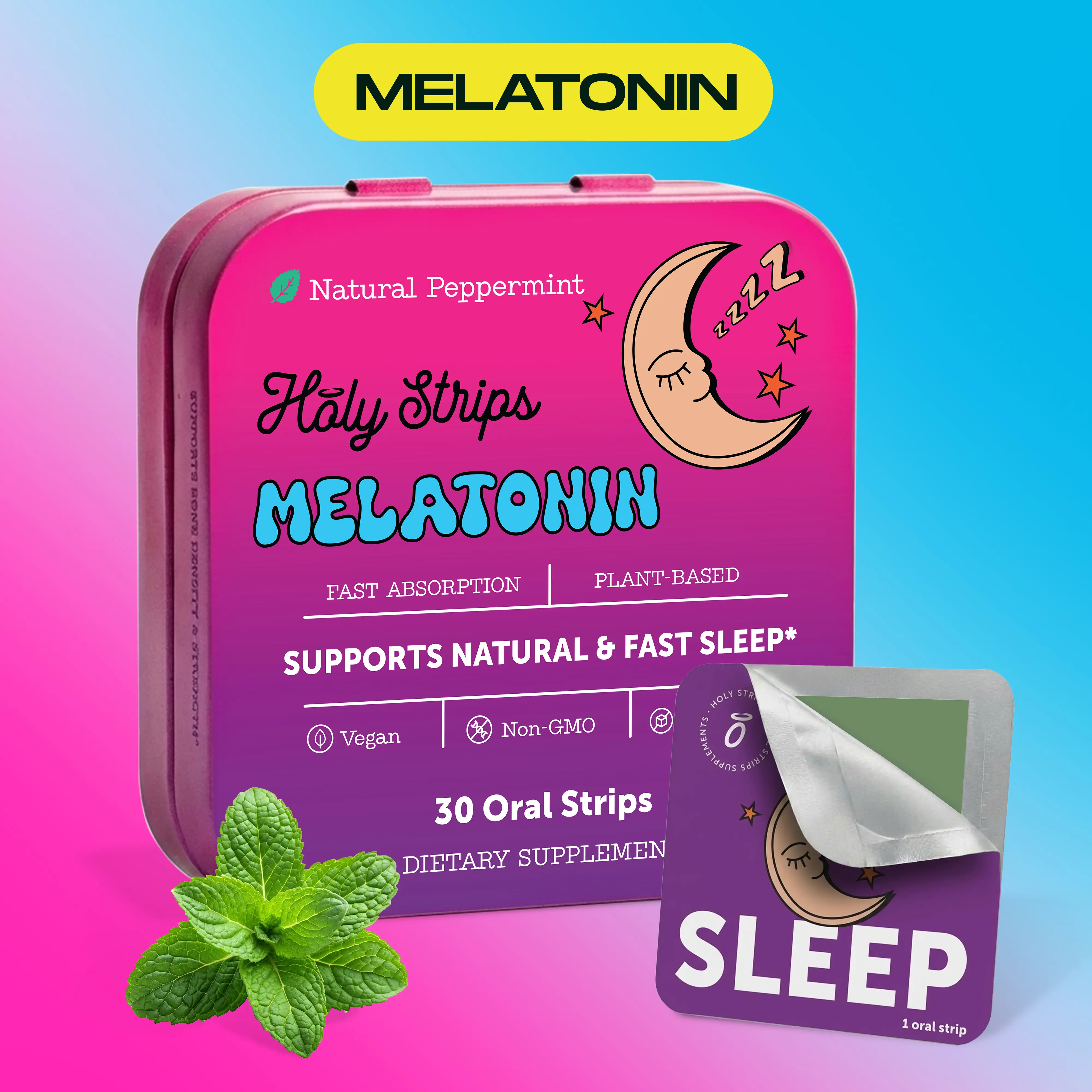Oral Sleep Strips with 5mg Melatonin -Natural Sleep Support Supplement -Naturally Ease Tension & Restlessness -30 Individually Wrapped Strips. Vitamin