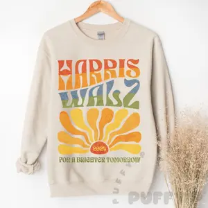Harris Walz 2024 Shirt Kamala Harris Sweatshirt Tim Walz Boho Aesthetic Hoodie Retro T Election 2024 LGBTQIA Rainbow Vote Democrat Blue