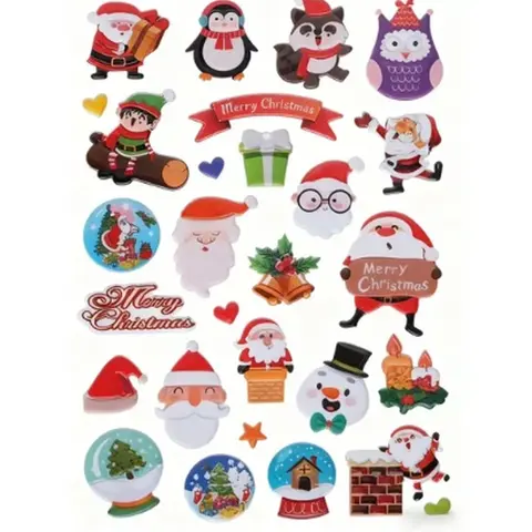 WATERH Christmas Motifs Reusable Waterproof Vinyl Cut-Out Stickers - Decorative Graphic Decal Sheets, Kitchenware Drinkware Accessories for Bottles (Random Style)