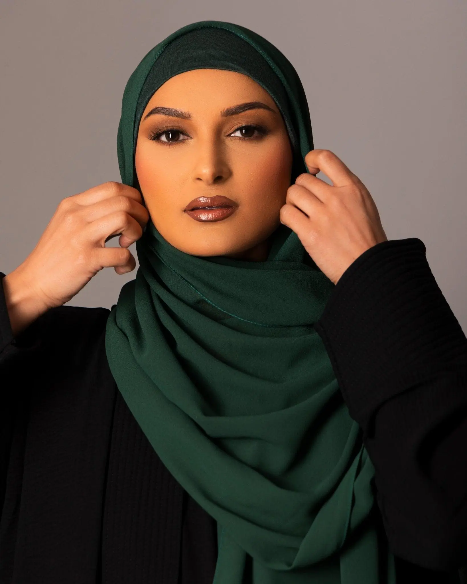 Chiffon Hijab with matching under cap set – Emerald