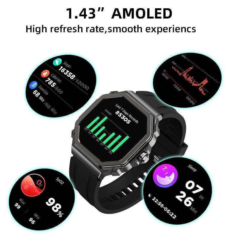 Heart Rate & Blood Oxygen Monitoring, Multi-Sport Modes, Bluetooth Smart Watch various app reminder hd fitness military smartwatch android waterproof band stylish minimalist design alloy case s320b