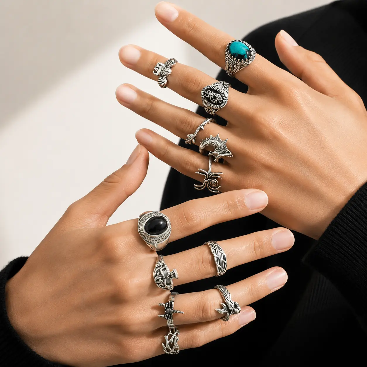 Zinc Alloy Möbius Ring with Enamel Surface Treatment Dark Gothic Style Jewelry