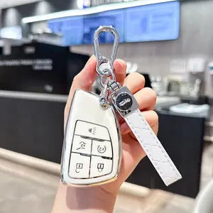 ACEBOY Key Fob Cover For Chevy GMC With Keychain, Sierra Tahoe Suburban Equinox Traverse Yukon Denali Terrain Buick Envision Premium Soft TPU Case