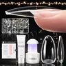 AILLSA 2.0 Built-in Curve Fit Clear Nail Tips Set, Mini UV Cure Lamp, 30g Strong Solid Nail Glue Medium Almond Full Cover Nail Extensions Thicker Acrylic Nails Pre-sculpted Press-On Nail gel x nail gift for Flat Nails TikTokShopBackToSchool sohochic, Nail