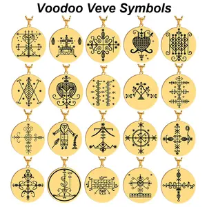 Voodoo Veve Necklace Stainless Steel Vodou Lwa Loa Spirit Amulet Pendant