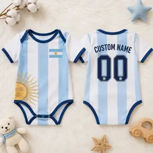 Custom Argentina Baby Bodysuit, Personalized Soccer Romper for Infant, Custom Football Fan Apparel, Newborn Sports Gift VT7