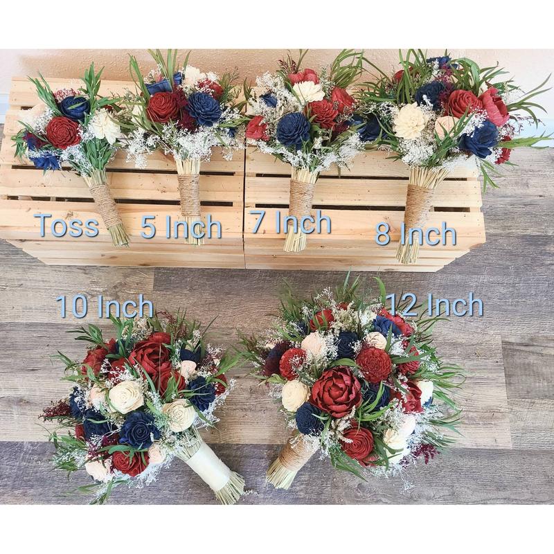 Burgundy, Blush, Navy Sola Wood Flower Fall Bouquet, Wildflower Bouquet, Wooden Flower Bouquet, Winter Wedding Bouquet
