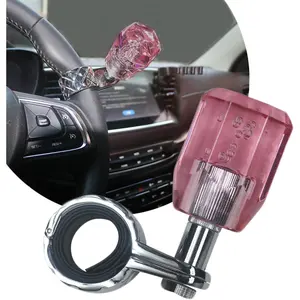 Car Steering Wheel Spinner Knob Acrylic Crystal Steering Wheel Booster Ball Car Power Handle Spinner Knobs Steering Wheel Aid Spinners for Cars Tractors Trucks Car Accessories(Pink)
