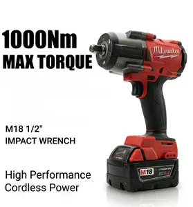Milwaukee M18 FMTIWF12 18V 1/2-Inch Portable Impact Wrench Delivers 1000Nm Max Torque,    Suitable For Vehicle Repair, Equipment Maintenance And Industrial Assembly. tool professional task cordless Power Tools Lithium Drill