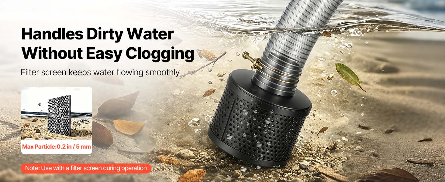 【Summerfinds】VEVOR 3-in Gas Powered Semi-Trash Water Transfer Pump, 7 HP Power, 264 GPM, Cast Iron Impeller, Heavy Duty Frame, 25 ft Discharge Hose, Anti-Vibration Pads, for Ponds, Drainage, Floodwater