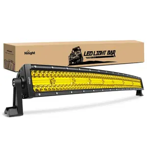 Nilight 33-Inch Curved Triple Row LED Light Bar, 256 Bright LEDs Yellow Beam Spot-Flood Combo, High-Power Auxiliary Lights with Aluminum Alloy Sliding Bracket for Off-Road Trucks/SUVs