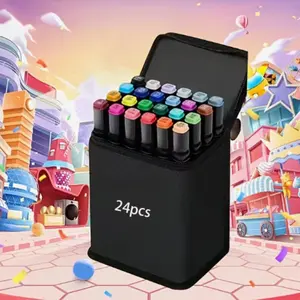 Luxury Art Set 24 Colors/36 Colors/48 Colors, Dual Tip Markers & Pouch, Professional Artist Supplies, Art Materials, Artist Bundle, School Essentials, Back-To-School Gift