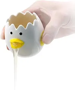 Cute Egg Separator, Ceramics Vomiting Chicken Egg Yolk White Separator, Practical Household Small Egg Filter Splitter, Kitchen Gadget Baking Assistant Tool, Dishwasher Safe (Yellow)