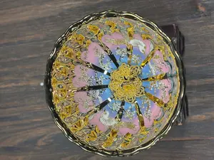 ARTEMISIA Plum Blossom & Bird Ceramic Teacup | Handcrafted Pink & Blue Glaze Tea Cup with Golden Filigree | Chinese Kung Fu Tea Ware