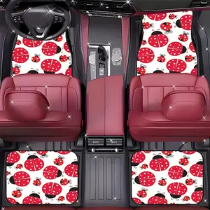 4Pcs Red Ladybug Car Floor Mats, Cute Fresh Style - Durable Polyester All-Weather Car Floor Mats, Suitable for Cars, SUVs, Trucks-Stylish Design, Car Non-Slip Mats, Interior Accessories, Comfortable Driving.11.30QWA-381
