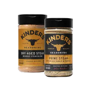 Kinder's Premium Quality Steakhouse Duo - Prime Steak with Black Garlic & Truffle & Dry-Aged Steak Seasoning for Rich Umami Flavor