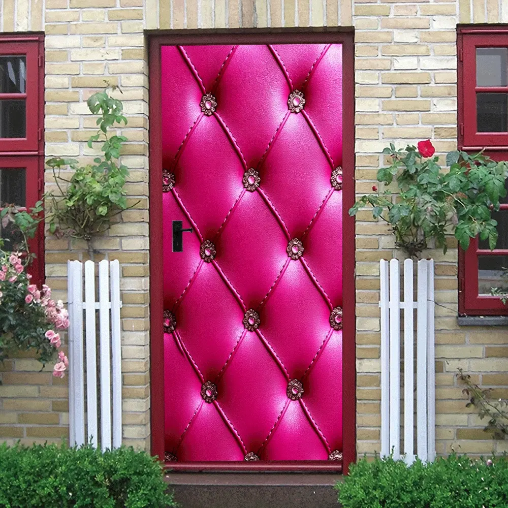 2pcs European Retro Pink Leather Pattern Wall Stickers Stereo Relief Diamond Lattice Self Adhesive Wallpaper Living Room Bedroom Entrance Decorative Stickers Waterproof Removable Home Background Wall Deca