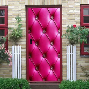 2pcs European Retro Pink Leather Pattern Wall Stickers Stereo Relief Diamond Lattice Self Adhesive Wallpaper Living Room Bedroom Entrance Decorative Stickers Waterproof Removable Home Background Wall Deca