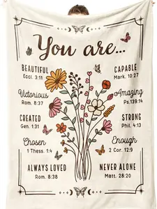 Christian women gifts, Christian floral blankets, religious gifts for women's birthdays for friendship, inspirational Bible faith gifts for friends, sisters, mothers, daughters