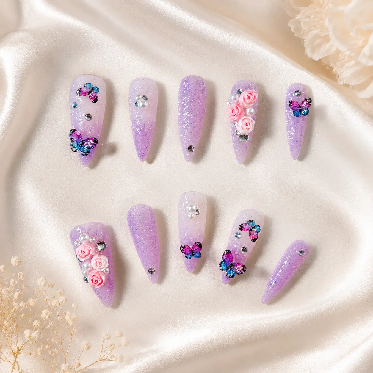 Fantasy Garden Press-on Nails, Beauty & Personal Care Nail Art Decoration Accessories