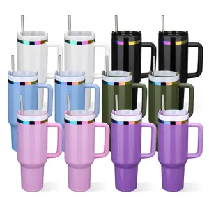 FASTSUB 40 oz Rainbow Plated Tumbler with Removable Handler 12 Pack, Stainless Steel Double Wall Vacuum Insulated Cup for Laser Engraving Custom Design