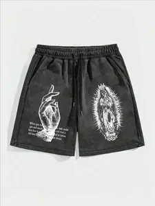 Men's Regular Fit Graphic Print Drawstring Waist Shorts, Casual Comfy Track Shorts for Summer, Printed Shorts, Men's Bottoms for Daily Wear