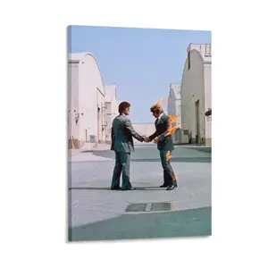Iconic Burning Handshake Photo Art Print - Canvas Poster for Bedroom, Living Room Decor & Decorating My Apartment Home Wall Art