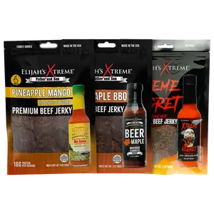 Elijah’s Xtreme Beef Jerky Trio Pack - 3 Pack, Maple BBQ, Carolina Reaper (Xtreme Regret) & Pineapple-Mango Habanero, High Protein, Gluten Free