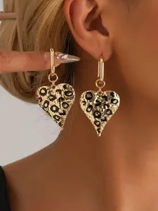 Sweet Cool Punk Style Heart Earring, Fashionable High-End Ear Cuff Jewelry, Trendy Drop Oil Spot Design, Perfect for All Seasons