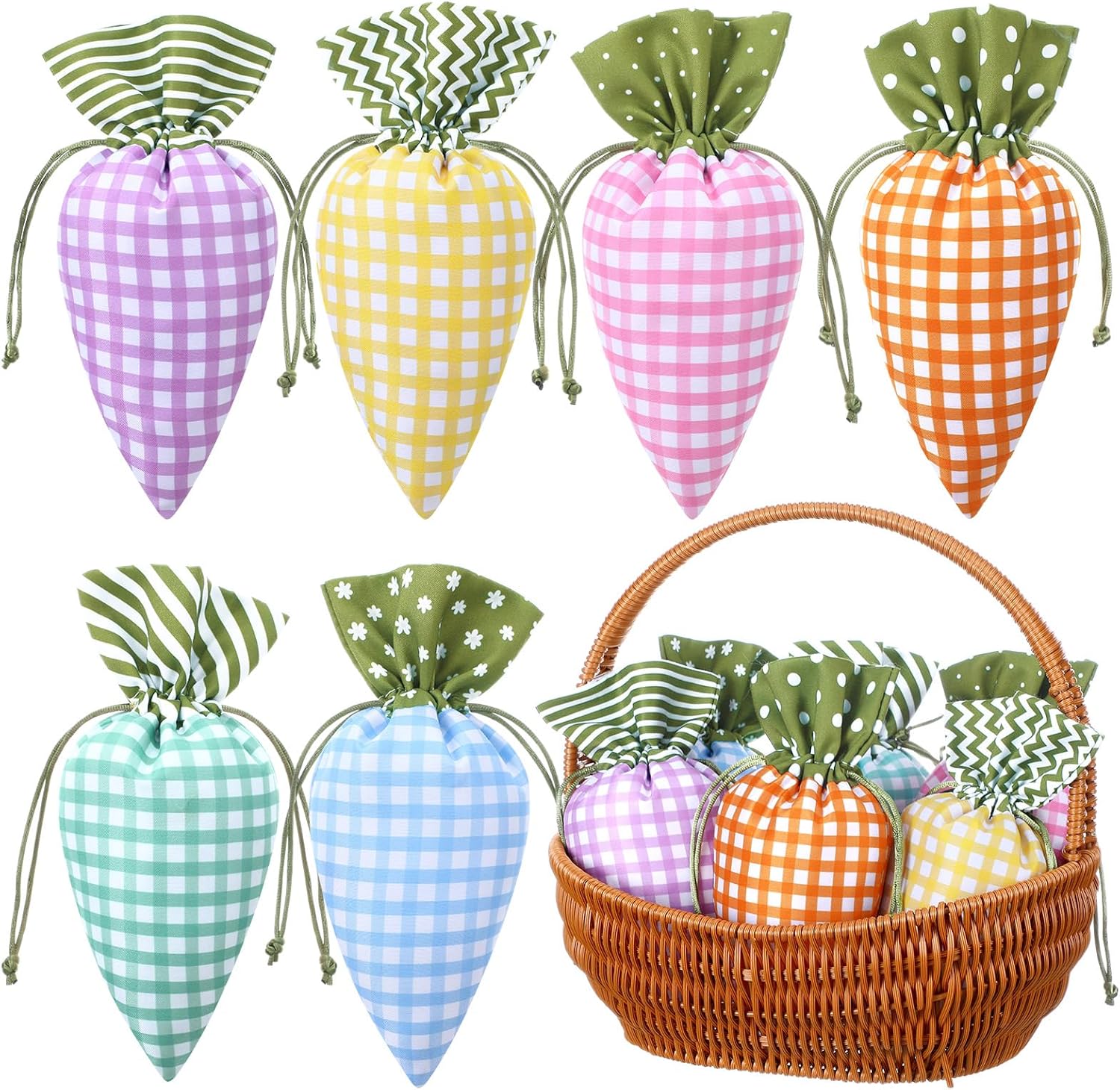 12/24 Pcs Easter Carrot Goodie Bags Fabric Drawstring Candy Bags Treat Gift Bags for Student Adult Office Employee Coworker,Easter Basket Stuffer for Egg Hunt,Outdoor Church School Classroom Decorations,Spring Birthday Party Supplies,Class Gift Exchange
