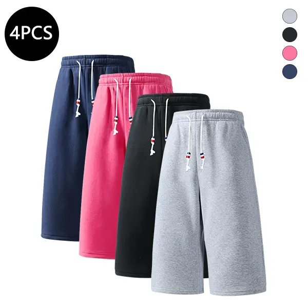 4-Pack Men’s Summer Sports Shorts — Breathable shorts for running, workouts, fitness, and everyday casual wear; 7/8 length men’s shorts