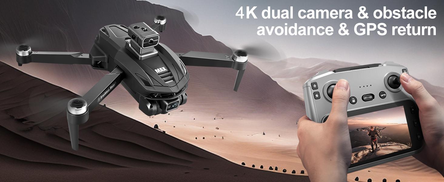 V168 PRO MAX GPS Foldable Drone with 4.5" Screen Controller, Brushless Motor, Optical Flow Positioning, Stable FPV Transmission, One-Key Return, Lightweight RC Drone for Outdoor Flying, Beginners and Gift