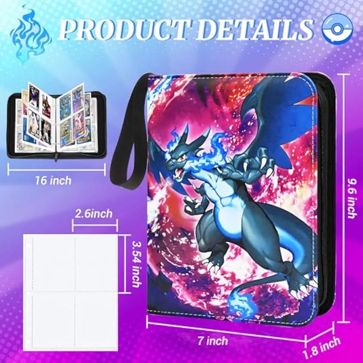 Toson Charizard Mewtwo Trading Card Binder Holder Case Album Book - 50 Sheets - Holds up to 400 Cards for Pokemon with Rod Sleeves and Durable Protection - TikTok Shop Toson Charizard Mewtwo Trading Card Binder Holder Case Album Book - 50 Sheets - Holds up to 400 Cards for Pokemon with Rod Sleeves and Durable Protection - TikTok Shop