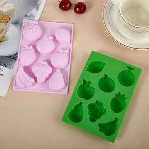 Hot 1Pc 3D Cartoon Fruit Shaped Silicon Mold Strawberry Banana Watermelon Pear DIY Soap Chocolate Cake ice cream Mould