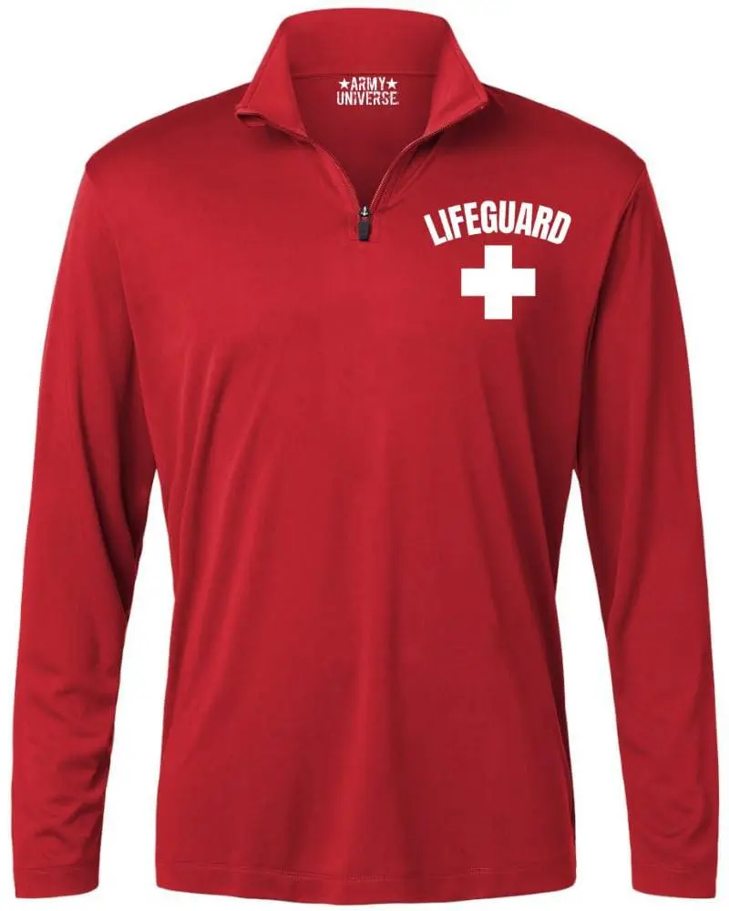Lifeguard & Boaters 1/4 Quarter Zip Active Performance Shirt - 100% Polyester, Long Sleeve, Anti-Odour, Advanced Technology Water Safety Rescue Top for Coaches, Breathable, Durable Construction, Polyester Clothes, Long Sleeve Shirt