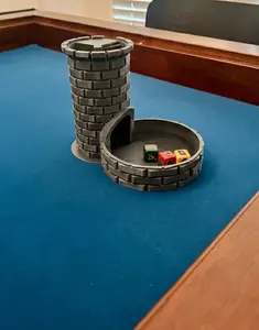 3D Printed Castle Dice Tower with Spiral Staircase, RPG Tabletop Accessory