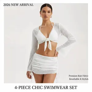2026 new bikini women's European and American swimwear sexy split 4 four-piece swimsuit beach seaside summer