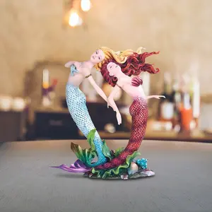 8.25"H Mermaid Twins Statue Fantasy Decoration Figurine