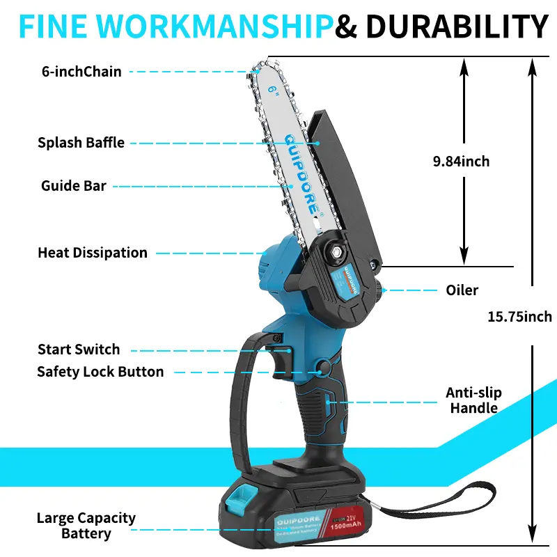 Power in Your Palm: 6-Inch Cordless Chainsaw with Upgraded Copper Motor. One-Handed, Auto-Oiling, Perfect for Yard Work,New Year Gift Idea & Spring Startup Tools