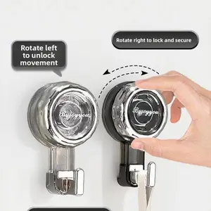 2 Pack Suction Cup Hooks for Shower, Removable Reusable No Drill Wall Hooks, Heavy Duty Vacuum Suction Hooks for Bathroom Tile, Glass Door, Mirror, Window, Towel, Robe, Kitchen Organizer, Waterproof & Rustproof