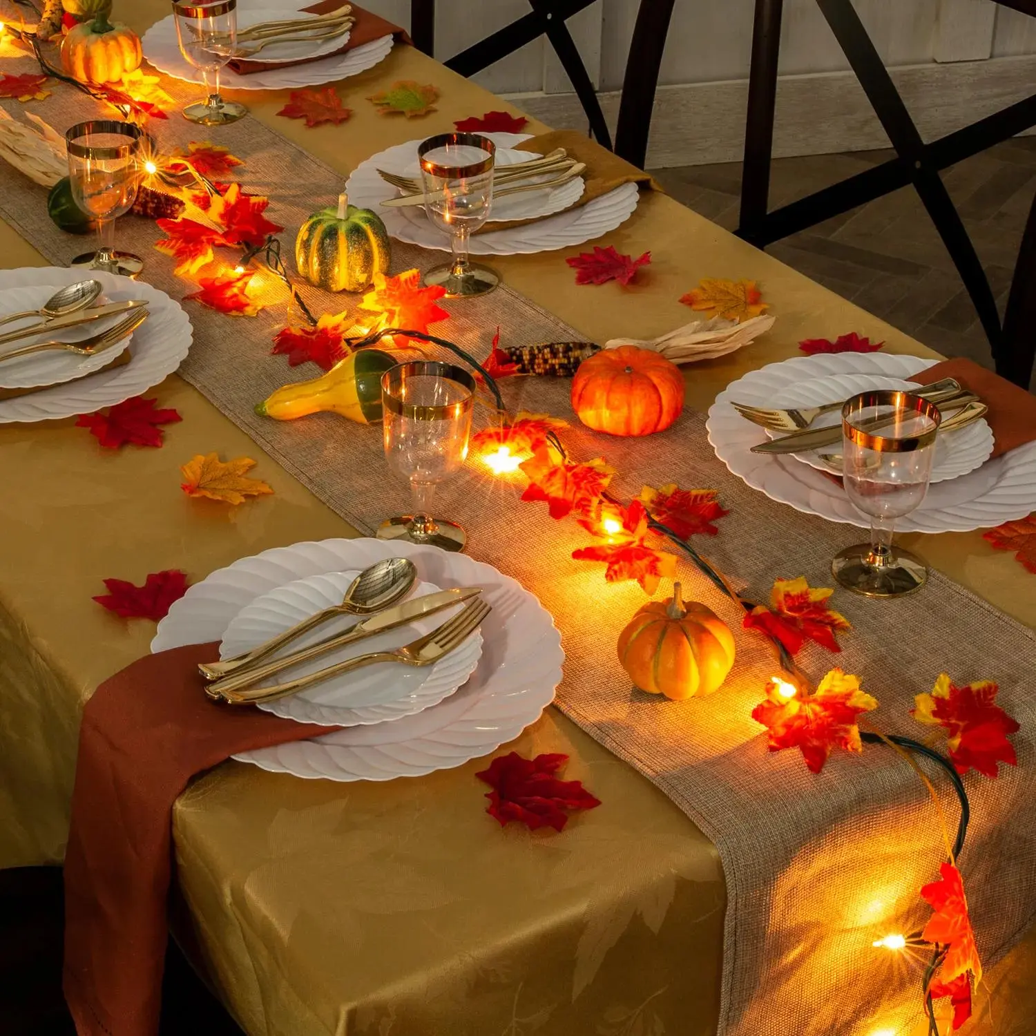 6 Ft. 8" Yellow & Orange Autumn Leaves on Indoor String Lights