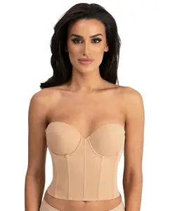Dominique Women's Brie Backless Strapless Longline Bra #6380 - Ultra-Low Back Bridal Bra with Memory Foam Cups & Smoothing Boning - Mocha