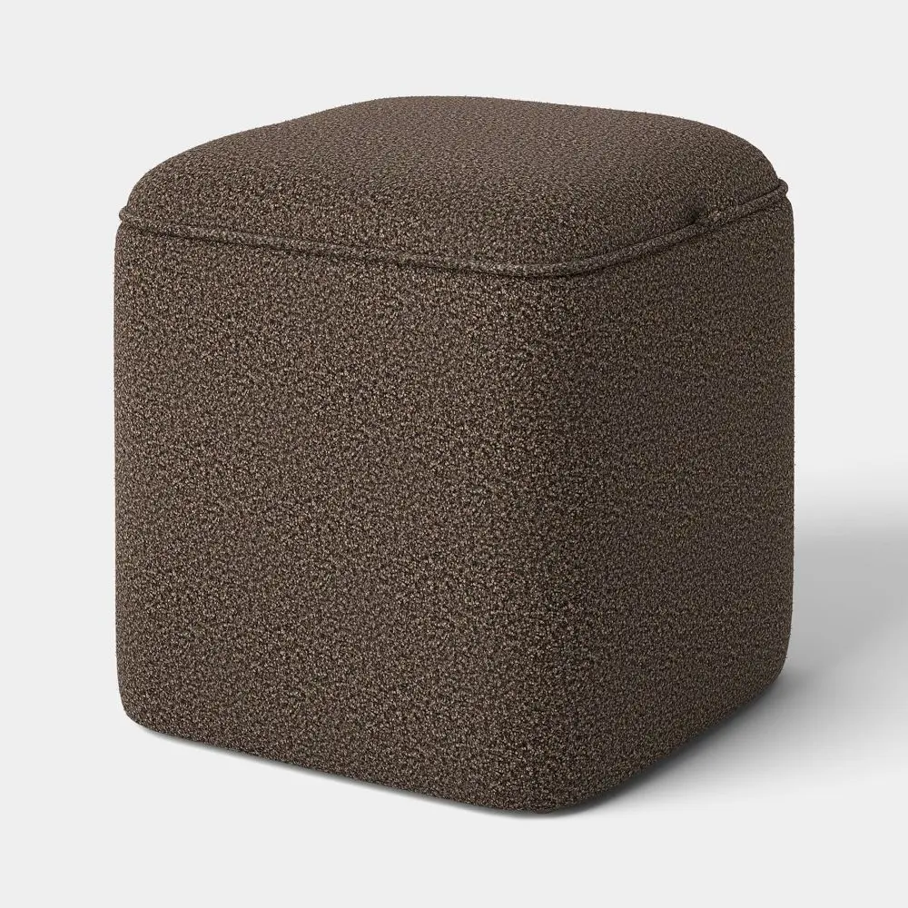 Upholstered Storage Cube with Rounded Corners Dark Brown - Threshold